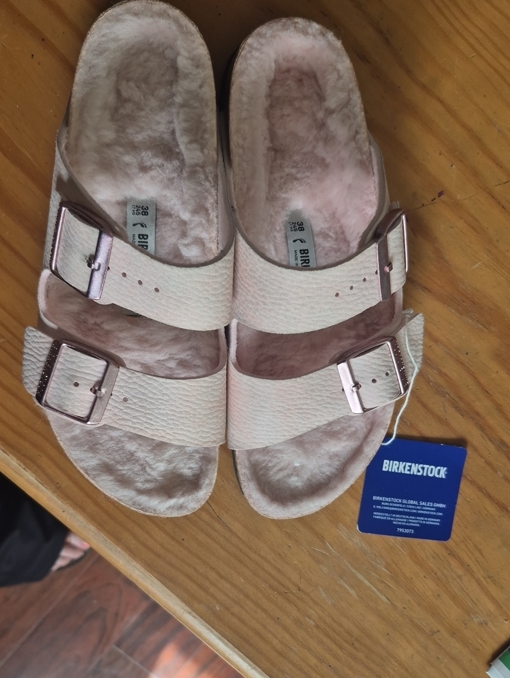 Nwt Birkenstock Women's Desert Rose Shearling Microfiber Arizona Sandals